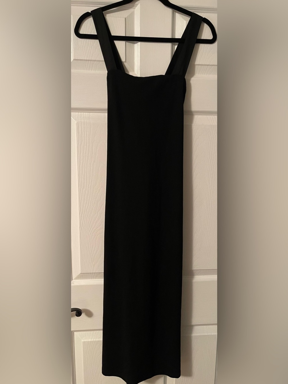 Porridge Anthropologie Black Seamed Cross Back Midi Dress Sz. M NWT